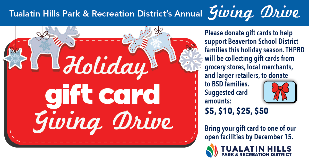 THPRD Announces Holiday GIFT CARD Drive for Families in Need